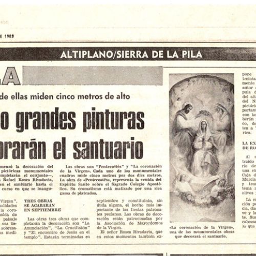 5 monumental paintings will decorate the Sanctuary of Yecla 